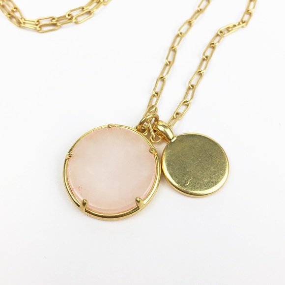 Madewell Stone Collection Rose Quartz Pendant Necklace 24" to 27" Length - Picture 5 of 11